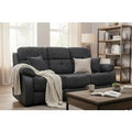 Holden 3 Seater Sofa Reclining Dark Grey Fabric And Leather