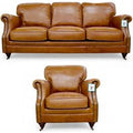 Luxury Vintage 3+1 Seater Settee Sofa Suite Distressed Tan Real Leather