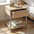 Cullman Wooden End Table With 1 Drawer In Grey Oak