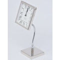 Casa Padrino Luxus Messing Tischuhr Silber 16 x 12 x H. 41 cm - Deko Accessoires