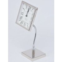 Casa Padrino Luxus Messing Tischuhr Silber 16 x 12 x H. 41 cm - Deko Accessoires