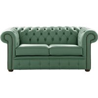 Chesterfield 2 Seater Shelly Jade Green Leather Sofa Settee