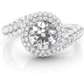 14K White Gold Round Cut Lab Created Diamond Custom Rings VVS1 Clarity 3EX IGI Certified