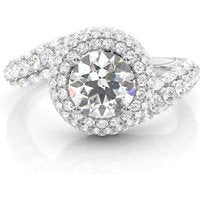 14K White Gold Round Cut Lab Created Diamond Custom Rings VVS1 Clarity 3EX IGI Certified