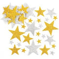 Gold & Silver Glitter Star Stickers (Pack of 150) Multpile Sizes - 1.5cm, 3.5cm & 5cm, Foam Stickers