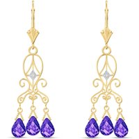 Amethyst & Diamond Aubrey Art Deco Chandelier Earrings in 9ct Gold
