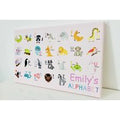 Personalised Kids' Canvas Alphabet Chart - Sturdy Pinewood Frame, Fun Prints, 41cm x 25cm, Unisex Nursery Decor | Wowcher