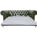 Chesterfield 2.5 Seater Sofa Bed Antique Green Real Leather