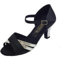 Vitiello Dance Shoes  Sandalen 303 Raso nero Sat. Argento forma