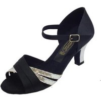 Vitiello Dance Shoes  Sandalen 303 Raso nero Sat. Argento forma