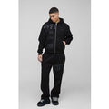 Chándal Oversize Recto Official Con Capucha, Cremallera Y Estampado En Tonos Neutros, Negro