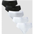 Damskie majtki od bikini ze średnim stanem z kolekcji MP (5 sztuk) – białe / czarne / Grey Marl - S