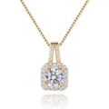 Rose Gold Crystal Jewellery Set - Halo Pendant & Double Ring, Adjustable, Rhodium-Plated | Wowcher