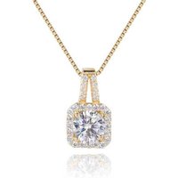 Rose Gold Crystal Jewellery Set - Halo Pendant & Double Ring, Adjustable, Rhodium-Plated | Wowcher