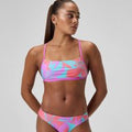 Haut de bikini Femme Club Training Cross Back imprimé rose/vert
