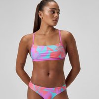 Haut de bikini Femme Club Training Cross Back imprimé rose/vert