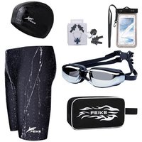 Men's Swim Trunks & Complete Six-Piece Pro Swimming Equipment Set | Wowcher