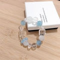 Aquamarine & Clear Quartz Alternating Beaded Bracelet