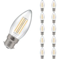 10-Pack Crompton Candle LED Light Bulbs B22 4.2W (40W Eqv) Dim Warm White Clear Filament Bayonet