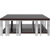 Casa Padrino luxury Art Deco coffee table dark brown / silver 120 x 120 x H. 45 cm - Noble living room table - Art Deco Furniture - Luxury Quality