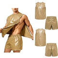 Men Adaptive Waterproof Sweat Outfit Tank Top and Side Buttons Boxer Shorts Quick Dry Comfortable Special Needs Workout Training