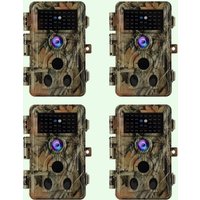 Pack x4 Caméras Piège Photo 64MP 1296P 940nm IR Camera Chasse Infrarouge Vision Nocturne, 0,1s Vitesse de Dclenchement Caméra de Jeu IP66 Étanche|A262 Vert