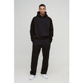 Chándal Oversize Recto Con Capucha, Estampado Universitario Worldwide Y Bajo Sin Acabar, Negro
