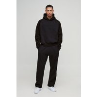Chándal Oversize Recto Con Capucha, Estampado Universitario Worldwide Y Bajo Sin Acabar, Negro