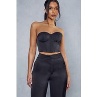 Womens Satin Structured Corset Top - black - 6, Black