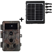 Bundle Wildkamera Wildtierkamera Jagdkamera 64MP 2304*1296p + Solarpanel-Kits 3W 8000mAh 12V/9V/6V Maximale Entfernung bis 90 Füße, 0,1s Auslöserzeit | A323