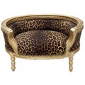 Casa Padrino Barock Hunde & Katzen Sofa Leopard / Gold Hundebett & Katzenbett