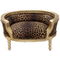 Casa Padrino Barock Hunde & Katzen Sofa Leopard / Gold Hundebett & Katzenbett