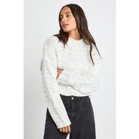Marl Knit Chunky Cropped Oversized Jumper, Cream