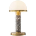 Casa Padrino Luxus Tischleuchte Grau / Antik Messing / WeiÃ Ã 21 x H. 41 cm - Schreibtischleuchte mit hochwertigem Marmor und Glas Lampenschirm - Luxus Leuchten - Luxus MÃ¶bel - Luxus Interior