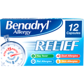 Benadryl Allergy Relief Capsules 12 Caps