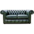 Antique Green Chesterfield Leather Sofa - 2 Seater