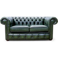 Antique Green Chesterfield Leather Sofa - 2 Seater