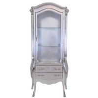 Casa Padrino Barock Vitrine Silber / Silber - Glas Vitrine MÃ¶bel Schrank