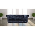 Modena Black Velvet Fabric Chesterfield Crystal Diamond 3 Seater | DesignerSofas4U
