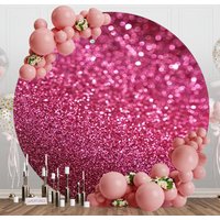 Red Glitter Bokeh Round Birthday Backdrop For Girl - Aperturee