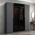 Kale Mirrored Wardrobe with 4 Doors in Anthracite and Dark Grey