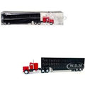 Peterbilt with Sleeper Cab Red with Black Livestock Trailer 1/87 (HO) Plastic Model Car by Promotex
