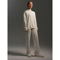 Bornladies Women's Knit Pullover Sweater Pants Set Mock Neck Loose Fit Soft Cozy Trendy Elastic Waist Autumn Winter Fashion Set