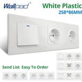 Wallpad Triple White PC Panel 1 2 3 Gang 2 Way Wall Light Switch With LED Indicator EU Socket With Dual USB 258*86mm