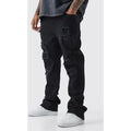 Vaqueros Plus Pitillo Rotos Con Pernera Plisada, Negro