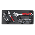 Sealey Premier Tool Tray with Locking Pliers & Adjustable Wrench Set 4pc