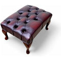 Chesterfield Queen Anne Footstool UK Manufactured Antique Oxblood Leather