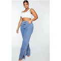 Plus Vintage Wash Split Hem Jeans