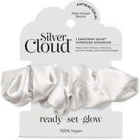 Silver Cloud Satin+ Oversized Soft Hair Scrunchie Santorini White