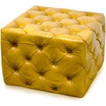 Casa Padrino Luxus Echtleder FuÃhocker Vintage Gelb 64 x 64 x H. 46 cm - Chesterfield MÃ¶bel
